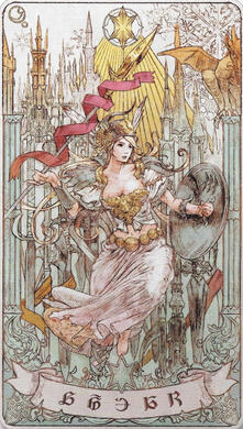 Spear is Halone and represents the Sixth Heaven, the Heaven of Ice. It is the Heaven the Fury resides in within her palace that she carved with her spear from ice formed from moonbeams gathered by the Lover, Menphina.